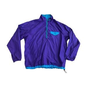 Vintage L.L Bean Lightweight 1/4 Zip Windbreaker Purple Teal Large VTG Outdoors